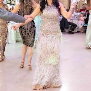 Terani Couture Feathered Evening Gown - 1911GL9505